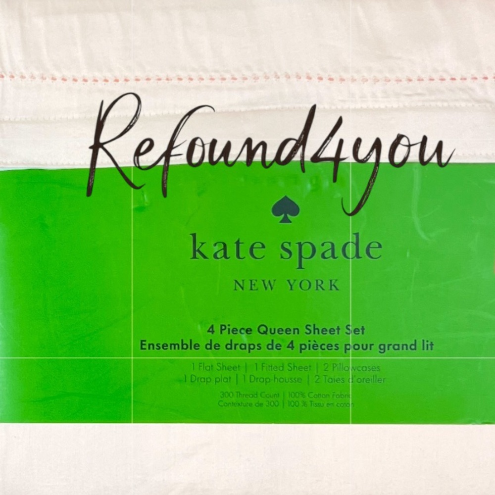 Kate Spade - ‘Blush Peach/Pink’ Queen Sheet Set. NWT. Firm!